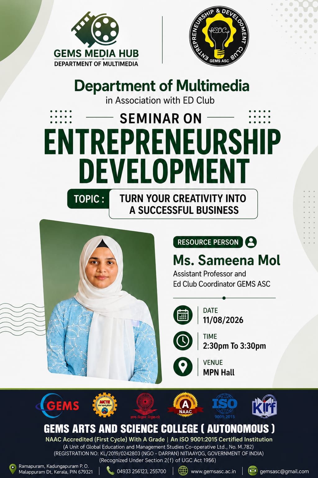 Seminar on Entrepreneurship Development "Turn Your Creativity into a Successful Business"
