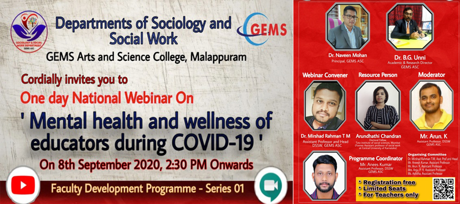 Webinar on Mental Health and wellness of Educators During COVID-19