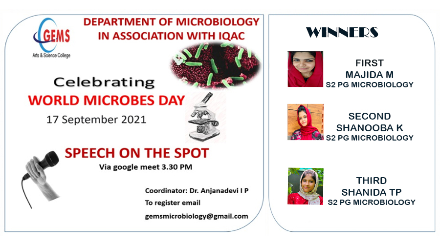 CELEBRATION ON WORLD MICROBES DAY: SPEECH ON THE SPOT COMPETITION