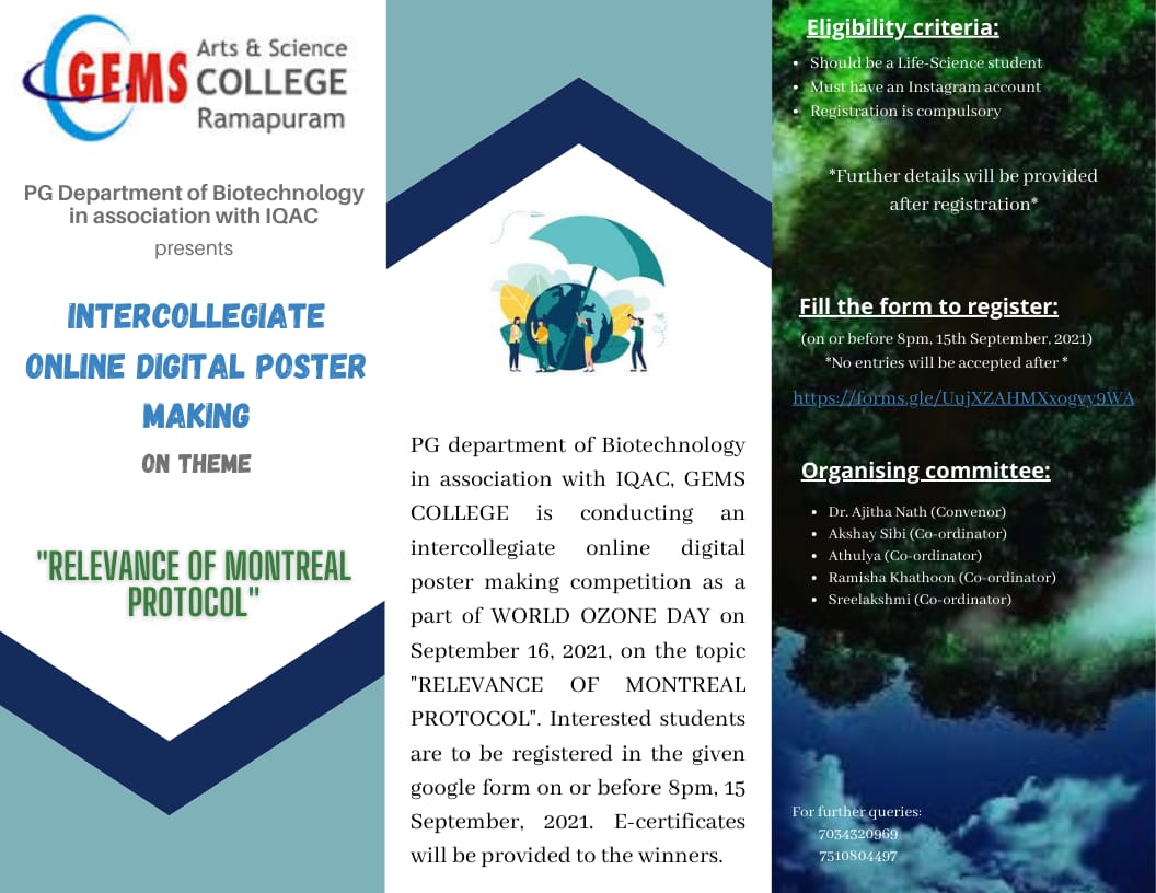 World Ozone Day: Intercollegiate Online Digital Poster Making