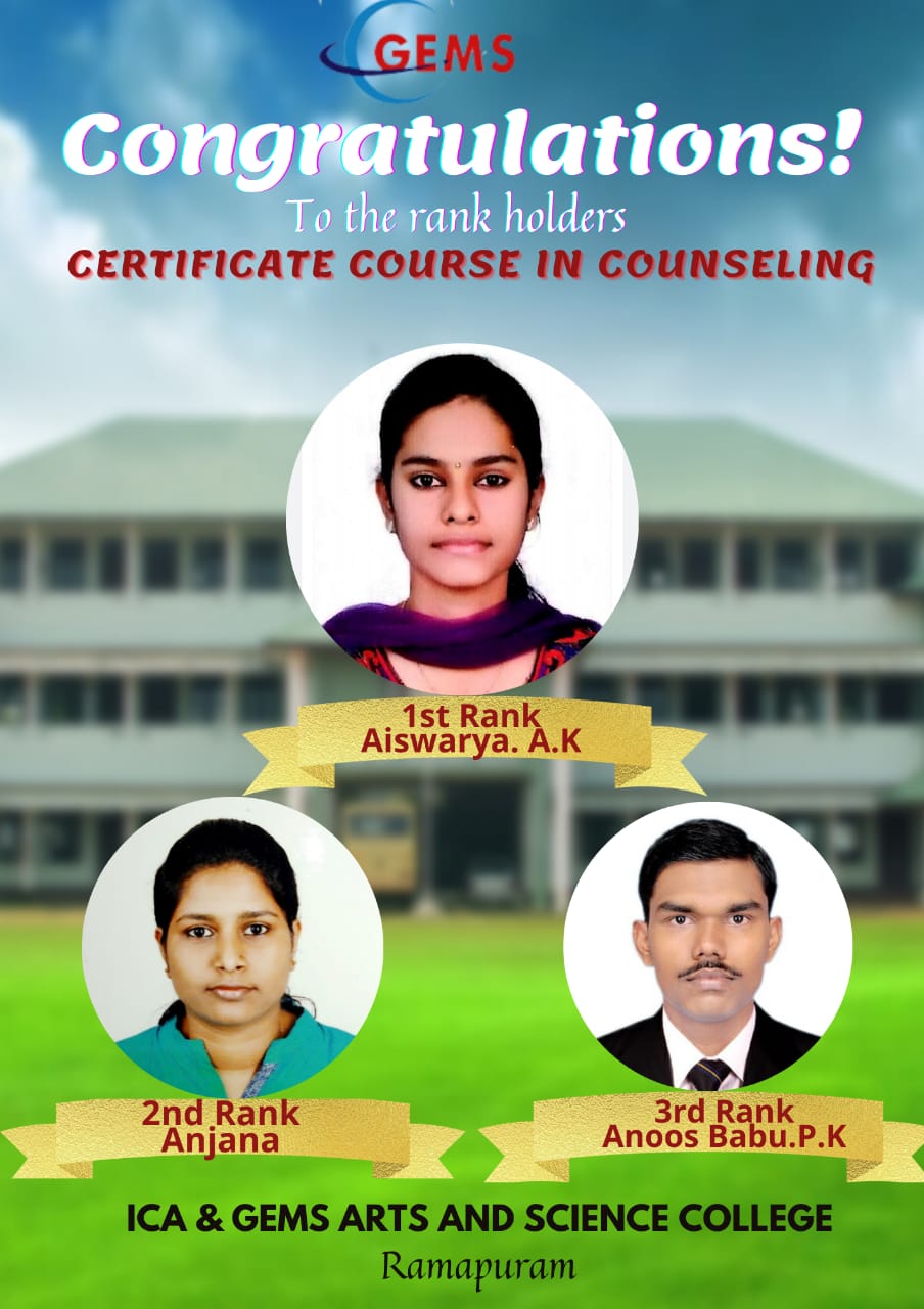 Cerificate Course in Counseling: Rank List Published