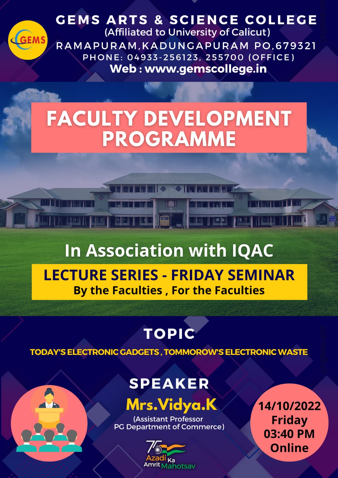 FACULTY DEVELOPMENT PROGRAMME FRIDAY SEMINAR
