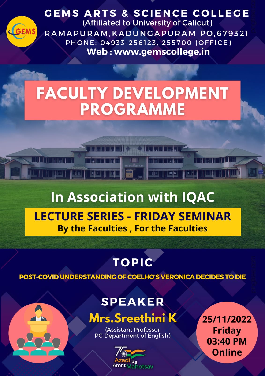 FACULTY DEVELOPMENT PROGRAMME FRIDAY SEMINAR