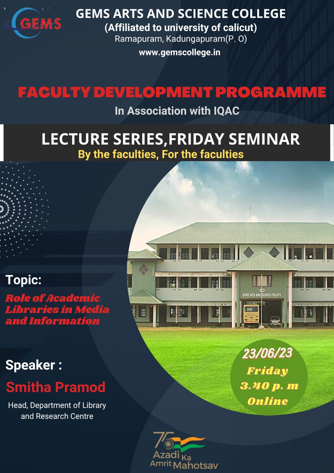 FACULTY DEVELOPMENT PROGRAMME FRIDAY SEMINAR