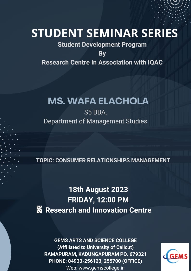 Student Development Program by Research Centre In Association with IQAC