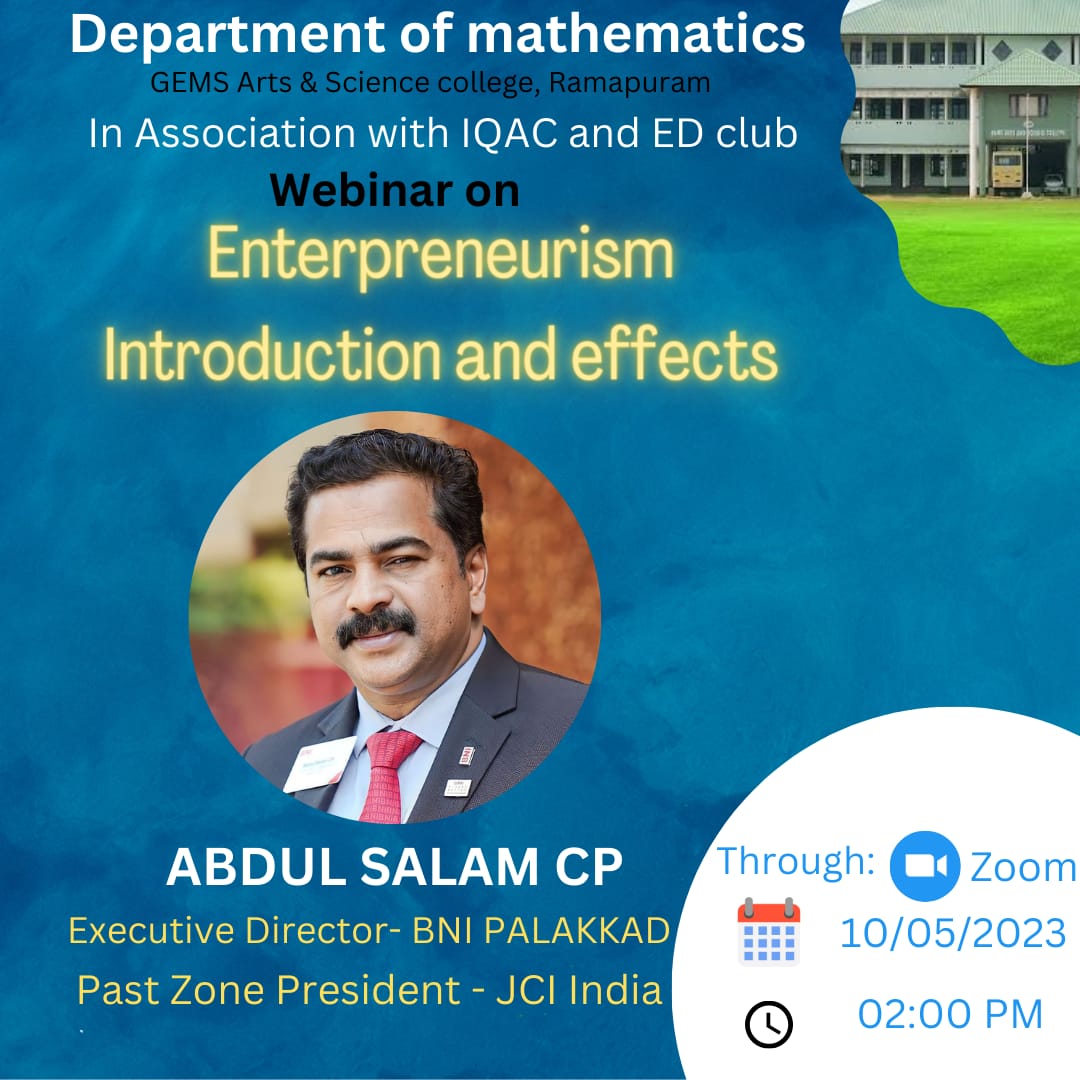 Webinar On Entrepreneurship Introduction and Effects