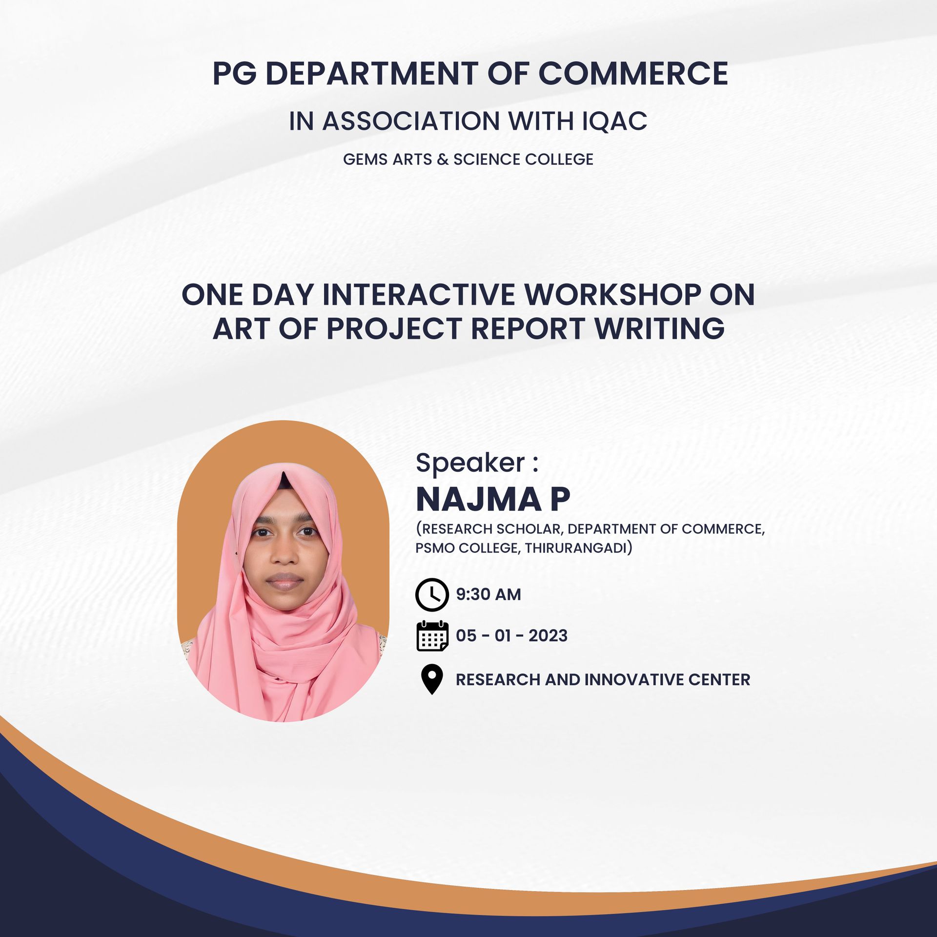 One Day Interactive WorkShop On Art Of Project Report Writing