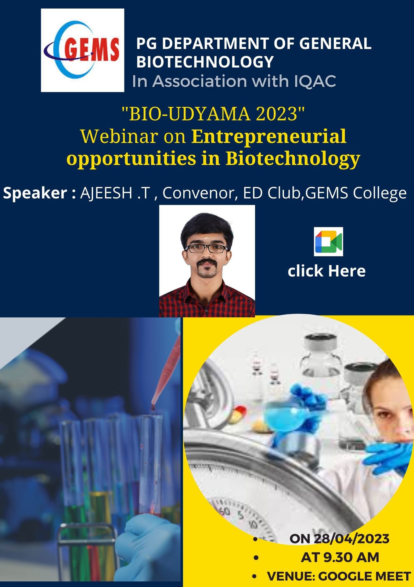 "BIO-UDYAMA 2023" Enterpreneurial opportunities in Biotechnology