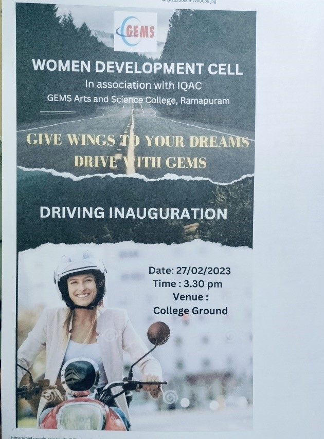 GIVE WINGS TO YOUR DREAMS: DRIVE WITH GEMS Collaborated and Extension activity