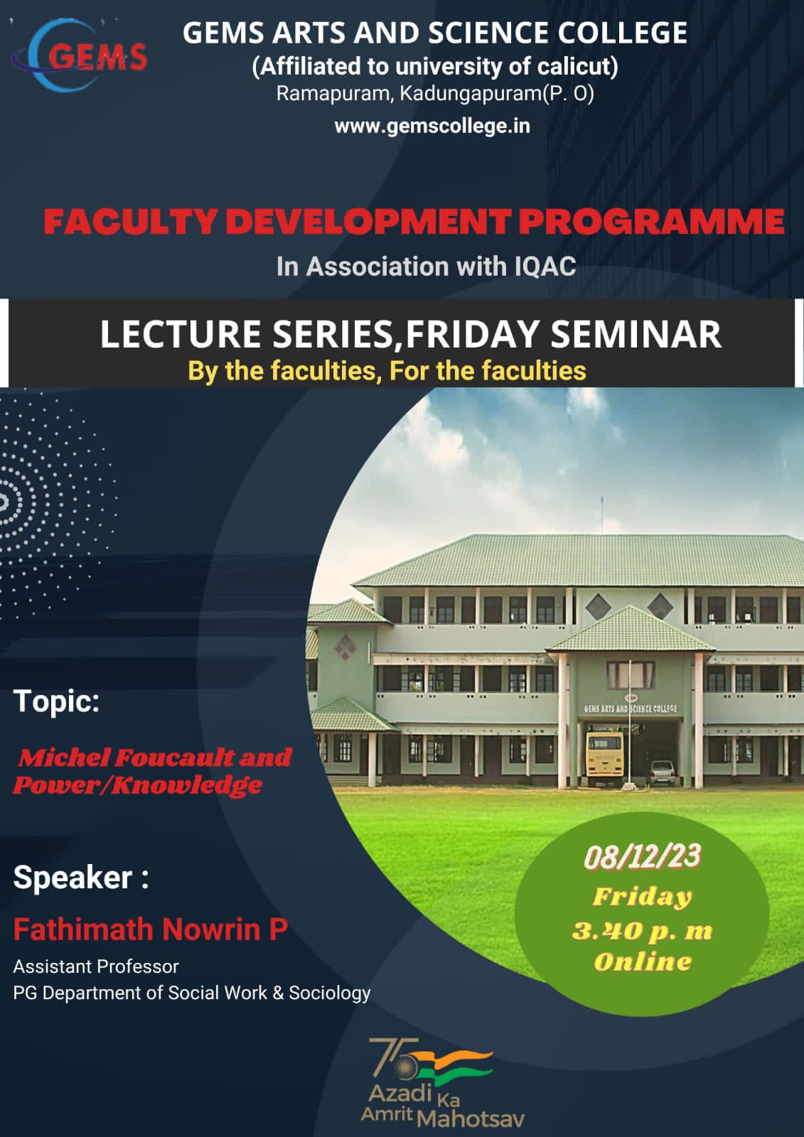 FACULTY DEVELOPMENT PROGRAMME FRIDAY SEMINAR