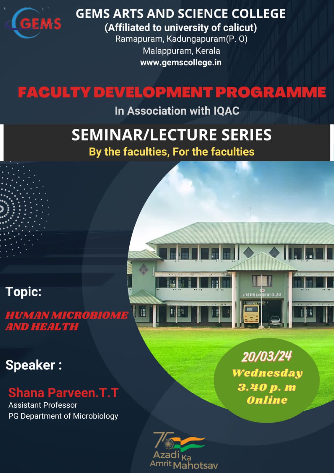 FACULTY DEVELOPMENT PROGRAMME FRIDAY SEMINAR