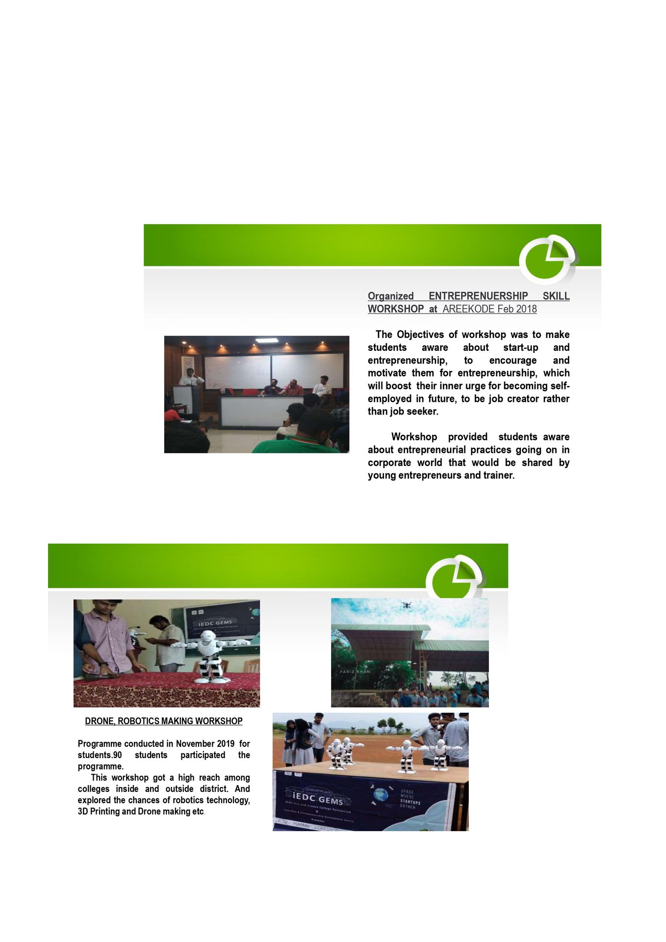 Organized ENTREPRENUERSHIP SKILL WORKSHOP at AREEKODE Feb 2018