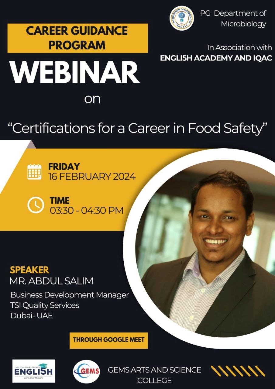 Webinar on Certifications for a Career in food Industry