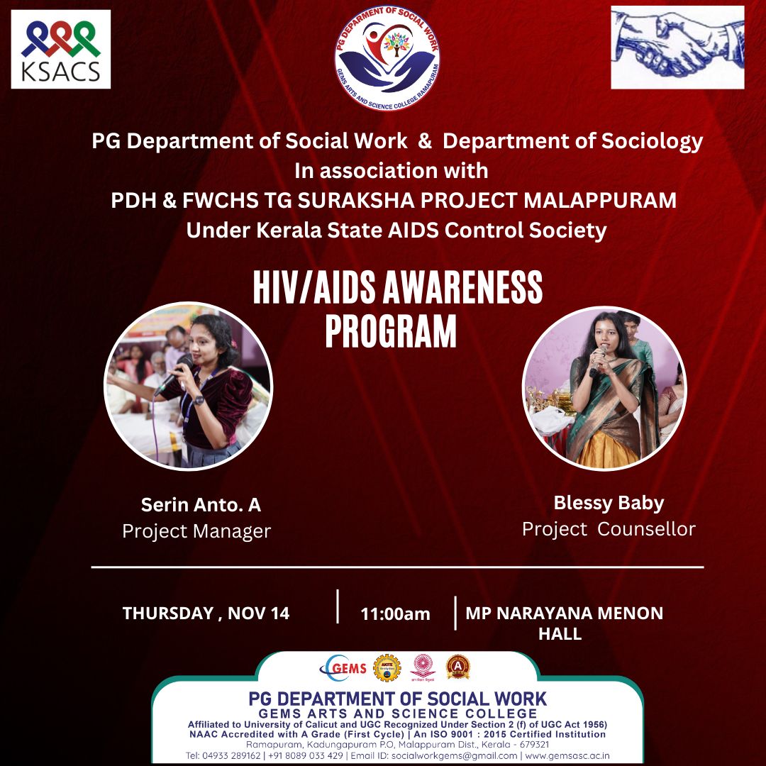 Suraksha Project Malappuram is organizing an HIV/AIDS Awareness Program