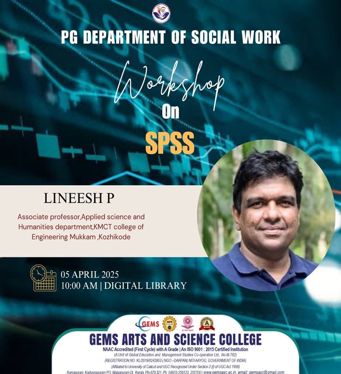 WORKSHOP ON SPSS -PG DEPARTMENT OF SOCIAL WORK