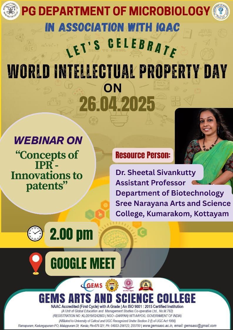 WEBINAR ON ‘CONCEPTS OF IPR – INNOVATIONS TO PATENTS’