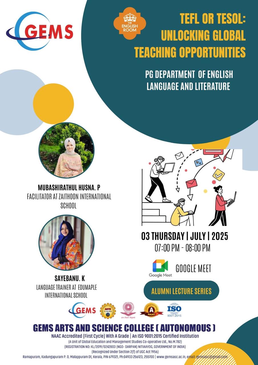 PG DEPARTMENT OF ENGLISH LANGUAGE AND LITERATURE TOPIC: TEFL/TESOL: UNLOCKING GLOBAL TEACHING OPPORTUNITIES PROGRAM