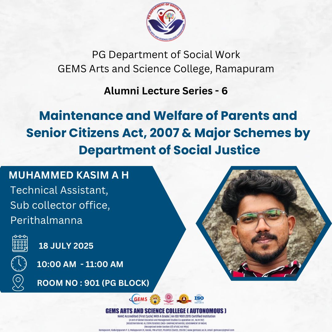 ALUMNI LECTURE SERIES-6-PG DEPARTMENT OF SOCIAL WORK