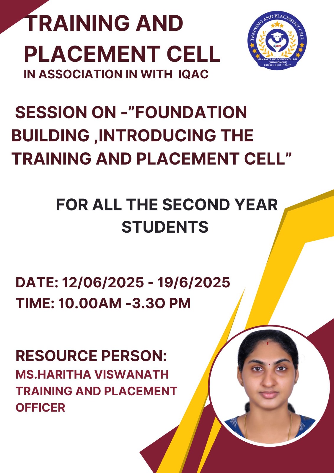 Awareness Session by Training and Placement Cell-“The Foundation Building”
