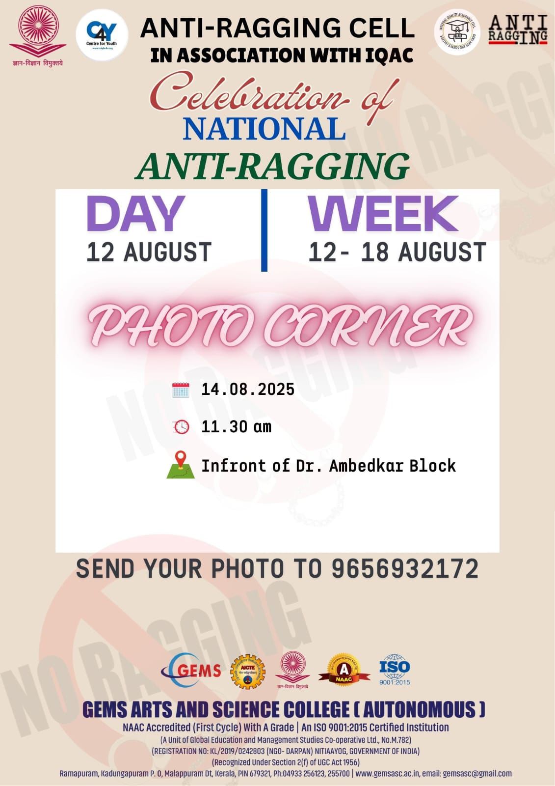 ANTI-RAGGINF WEEK CELEBRATION PHOTO/ SELFIE CORNER