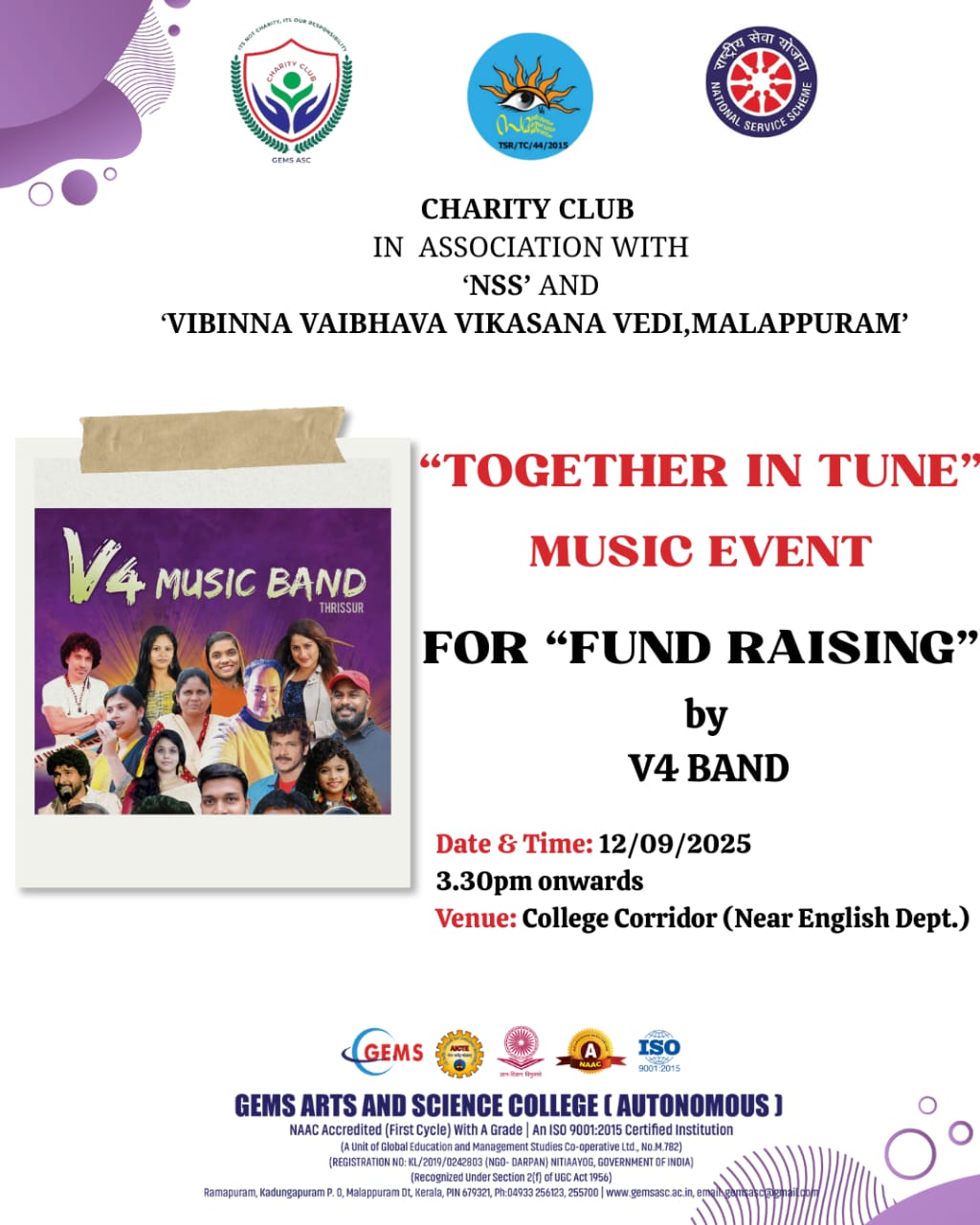 Fund-Raising Music Event titled “Together in Tune”