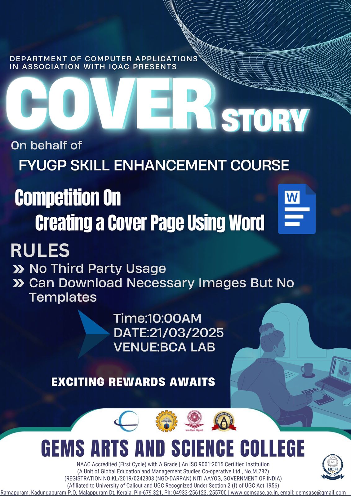 COVER STORY-COMPETITION ON CREATING COVER    PAGE USING WORD
