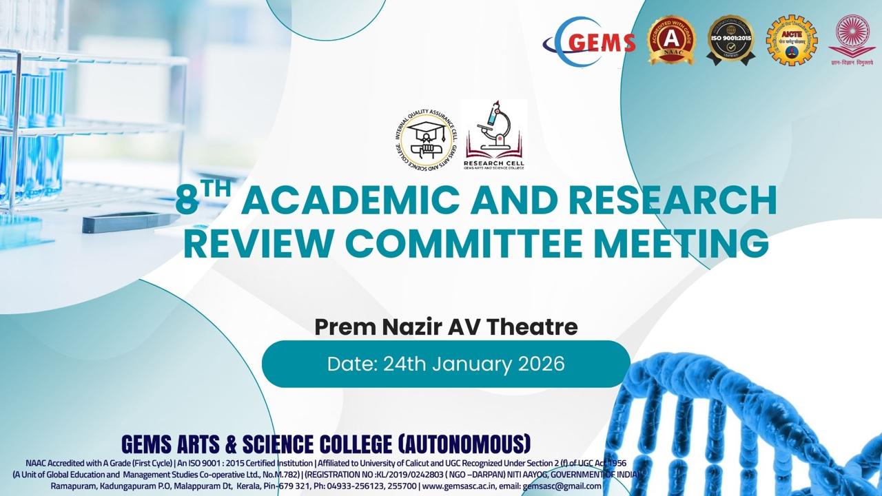 Eighth Academic and Research Review Committee meeting held at GEMS Arts and Science College (Autonomous) on  24th January 2026