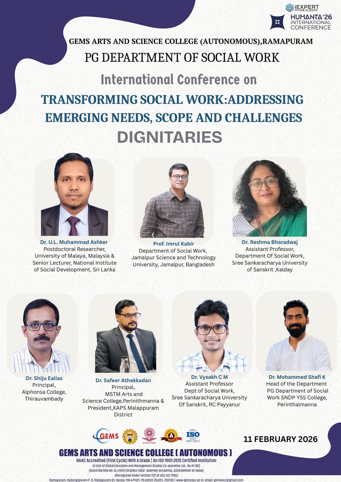 International Conference on TRANSFORMING SOCIAL WORK: ADDRESSING EMERGING NEEDS, SCOPE AND CHALLENGES