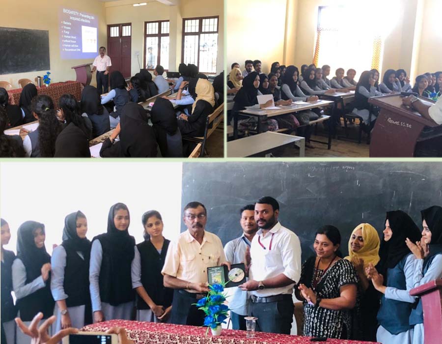 Talk on Bio-safety and Good laboratory practices at GEMS Arts and Science college on 24th Feb 2020 at College campus